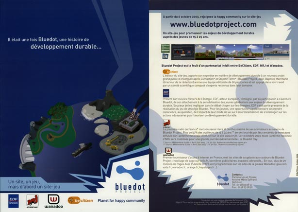 Plaquette de Présentation du jeu Bluedot Project